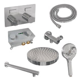 BRAUER Stripe thermostatische inbouw regendouche met drukknoppen SET 28 met 25 cm douchekop en rechte muurarm en 3-standen handdouche en doucheslang en wandaansluitbocht chroom 5-CE-419