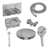 BRAUER Stripe thermostatische inbouw regendouche met drukknoppen SET 30 met 25 cm douchekop en plafondarm en 3-standen handdouche en doucheslang en wandaansluitbocht chroom 5-CE-423