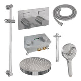 BRAUER Stripe thermostatische inbouw regendouche met drukknoppen SET 36 met 25 cm douchekop en plafondarm en 3-standen handdouche en doucheslang en geïntegreerde glijstang chroom 5-CE-435