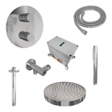 BRAUER Stripe thermostatische inbouw regendouche 3-weg rond SET 39 met 25 cm douchekop en plafondarm en staaf handdouche en doucheslang en wandaansluitbocht chroom 5-CE-441