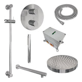 BRAUER Stripe thermostatische inbouw regendouche 3-weg rond SET 43 met 25 cm douchekop en rechte muurarm en staaf handdouche en doucheslang en geïntegreerde glijstang chroom 5-CE-449