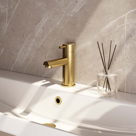 BRAUER Gold Edition lage opbouw wastafelmengkraan model B goud geborsteld PVD