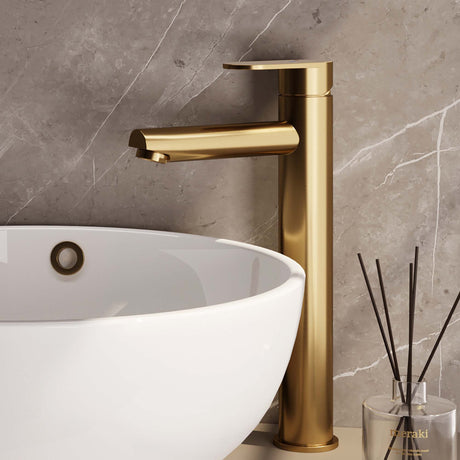 BRAUER Gold Edition verhoogde opbouw wastafelmengkraan model C goud geborsteld PVD