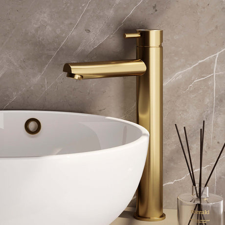 BRAUER Gold Edition verhoogde opbouw wastafelmengkraan model B goud geborsteld PVD