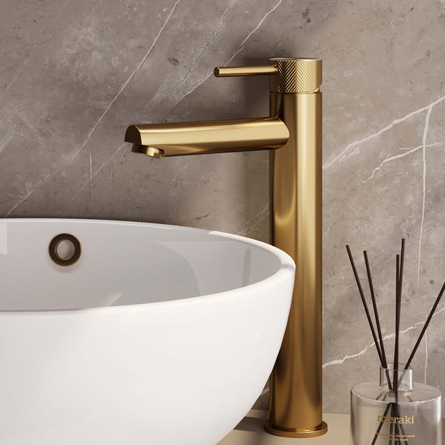 BRAUER Gold Carving verhoogde opbouw wastafelmengkraan model A goud geborsteld PVD 5-GG-002-HD6