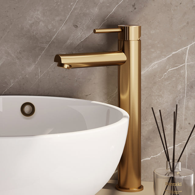 BRAUER Stripe verhoogde opbouw wastafelmengkraan model A goud geborsteld PVD 5-GG-002-HD7