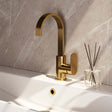 BRAUER Gold Edition hoge opbouw wastafelmengkraan met draaibare platte uitloop model C goud geborsteld PVD