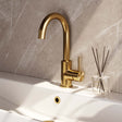 BRAUER Gold Edition hoge opbouw wastafelmengkraan met draaibare ronde uitloop model A goud geborsteld PVD