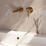 BRAUER Gold Carving inbouw wastafelmengkraan met rechte uitloop en rozetten model A1 goud geborsteld PVD 5-GG-004-S6-65