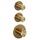 BRAUER Gold Edition thermostatische inbouw regendouche SET 14 met 30 cm douchekop en rechte muurarm en staaf handdouche en doucheslang en geïntegreerde glijstang goud geborsteld PVD
