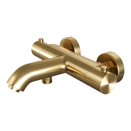 BRAUER Gold Edition opbouw baddouche thermostaatkraan SET 01 met glijstang en staaf handdouche en doucheslang goud geborsteld PVD