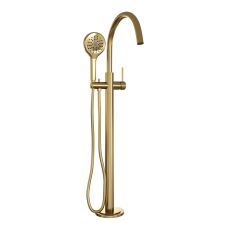 BRAUER Gold Carving vrijstaande badmengkraan SET 02 met 3-standen handdouche en doucheslang goud geborsteld PVD