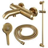 BRAUER Gold Carving opbouw baddouche thermostaatkraan SET 02 met glijstang en 3-standen handdouche en doucheslang goud geborsteld PVD