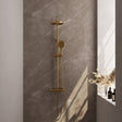 BRAUER Gold Carving opbouw thermostatische regendouche SET 02 met 20 cm douchekop en 3-standen handdouche en doucheslang goud geborsteld PVD