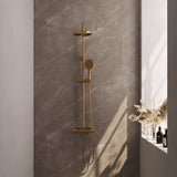 BRAUER Gold Carving opbouw thermostatische regendouche SET 02 met 20 cm douchekop en 3-standen handdouche en doucheslang goud geborsteld PVD
