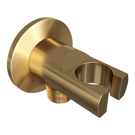 BRAUER Gold Edition thermostatisch douchepaneel 2-weg omstelling calacatta gold SET 01 met 20 cm douchekop en gebogen muurarm en staaf handdouche en wandaansluitbocht en doucheslang goud geborsteld PVD