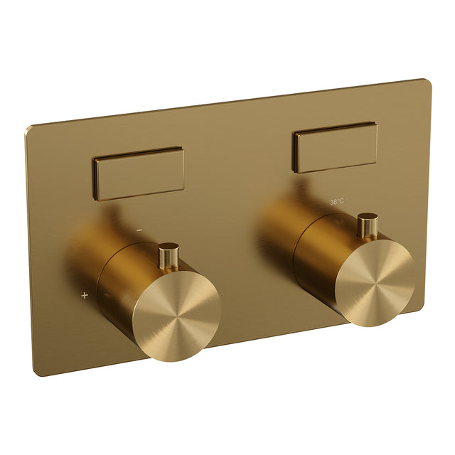 BRAUER Gold Edition 2-weg inbouwthermostaat met drukknoppen met in- en afbouwdelen goud geborsteld PVD