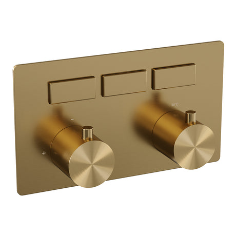 BRAUER Gold Edition 3-weg inbouwthermostaat met drukknoppen met in- en afbouwdelen goud geborsteld PVD
