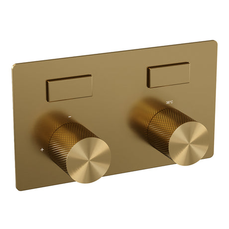 BRAUER Gold Carving 2-weg inbouwthermostaat met drukknoppen met in- en afbouwdelen goud geborsteld PVD