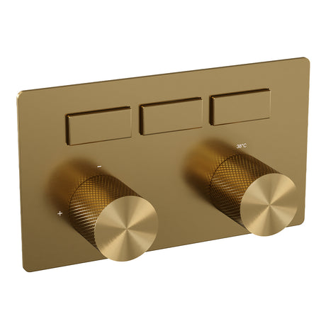 BRAUER Gold Carving 3-weg inbouwthermostaat met drukknoppen met in- en afbouwdelen goud geborsteld PVD
