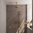 BRAUER Gold Edition thermostatische inbouw regendouche met drukknoppen SET 65 met 20 cm douchekop en plafondarm en staaf handdouche en doucheslang en geïntegreerde glijstang goud geborsteld PVD