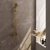 BRAUER Gold Carving opbouw douche thermostaatkraan SET 02 met glijstang en 3-standen handdouche en doucheslang goud geborsteld PVD 5-GG-250