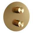 BRAUER Gold Carving 3-weg inbouwthermostaat rond met in- en afbouwdelen goud geborsteld PVD 5-GG-266