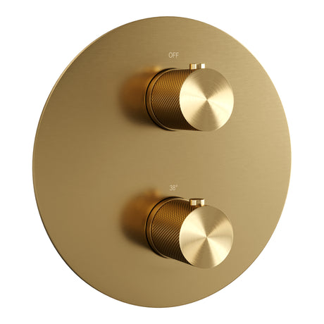 BRAUER Gold Carving 3-weg inbouwthermostaat rond met in- en afbouwdelen goud geborsteld PVD 5-GG-266