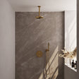 BRAUER Gold Edition thermostatische inbouw regendouche 3-weg rond SET 77 met 20 cm douchekop en plafondarm en staaf handdouche en doucheslang en wandaansluitbocht goud geborsteld PVD 5-GG-271