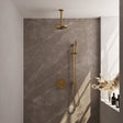 BRAUER Gold Edition thermostatische inbouw regendouche 3-weg rond SET 89 met 20 cm douchekop en plafondarm en staaf handdouche en doucheslang en geÃ¯ntegreerde glijstang goud geborsteld PVD 5-GG-283