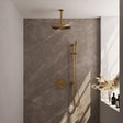 BRAUER Gold Edition thermostatische inbouw regendouche 3-weg rond SET 90 met 30 cm douchekop en plafondarm en staaf handdouche en doucheslang en geÃ¯ntegreerde glijstang goud geborsteld PVD 5-GG-284