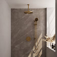 BRAUER Gold Edition thermostatische inbouw regendouche 3-weg rond SET 96 met 30 cm douchekop en plafondarm en 3-standen handdouche en doucheslang en geÃ¯ntegreerde glijstang goud geborsteld PVD 5-GG-290