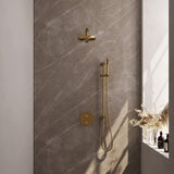 BRAUER Gold Carving thermostatische inbouw regendouche 3-weg rond SET 85 met 20 cm douchekop en rechte muurarm en staaf handdouche en doucheslang en geÃ¯ntegreerde glijstang goud geborsteld PVD 5-GG-303