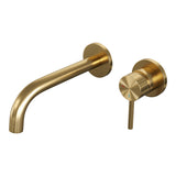 BRAUER Stripe inbouw wastafelmengkraan met gebogen uitloop en rozetten model A1 goud geborsteld PVD 5-GG-328
