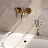 BRAUER Stripe inbouw wastafelmengkraan met gebogen uitloop en rozetten model A2 goud geborsteld PVD 5-GG-332