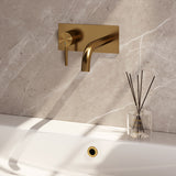 BRAUER Stripe inbouw wastafelmengkraan met gebogen uitloop en afdekplaat model A2 goud geborsteld PVD 5-GG-333