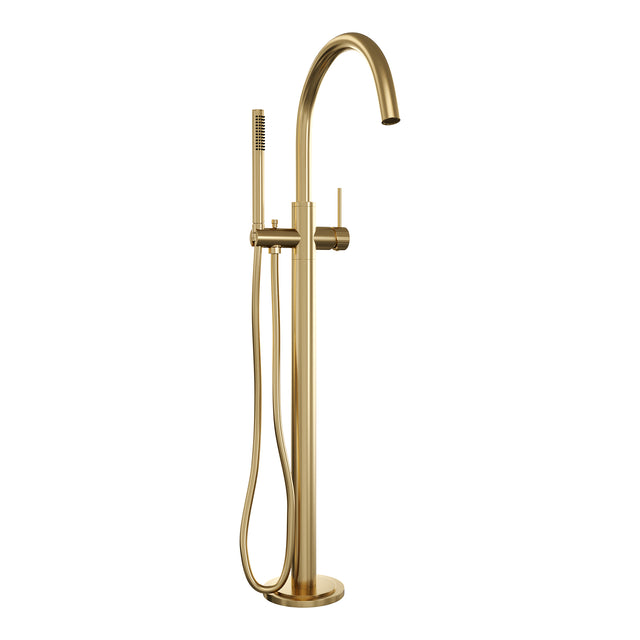 BRAUER Stripe vrijstaande badmengkraan SET 01 met staaf handdouche en doucheslang goud geborsteld PVD 5-GG-337