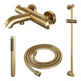 BRAUER Stripe opbouw baddouche thermostaatkraan SET 01 met glijstang en staaf handdouche en doucheslang goud geborsteld PVD 5-GG-340