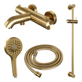 BRAUER Stripe opbouw baddouche thermostaatkraan SET 02 met glijstang en 3-standen handdouche en doucheslang goud geborsteld PVD 5-GG-341