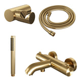 BRAUER Stripe opbouw baddouche thermostaatkraan SET 03 met wandhouder en staaf handdouche en doucheslang goud geborsteld PVD 5-GG-342