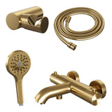 BRAUER Stripe opbouw baddouche thermostaatkraan SET 04 met wandhouder en 3-standen handdouche en doucheslang goud geborsteld PVD 5-GG-343