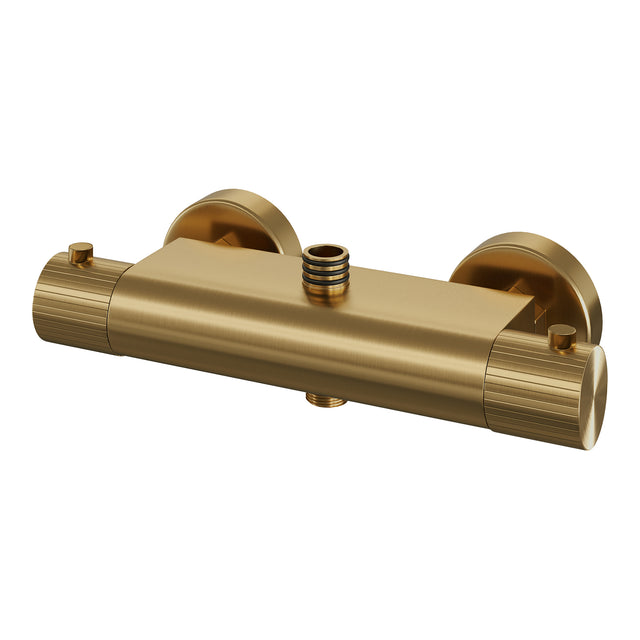 BRAUER Stripe opbouw thermostatische regendouche SET 01 met 25 cm hoofddouche en staaf handdouche en doucheslang goud geborsteld PVD 5-GG-348