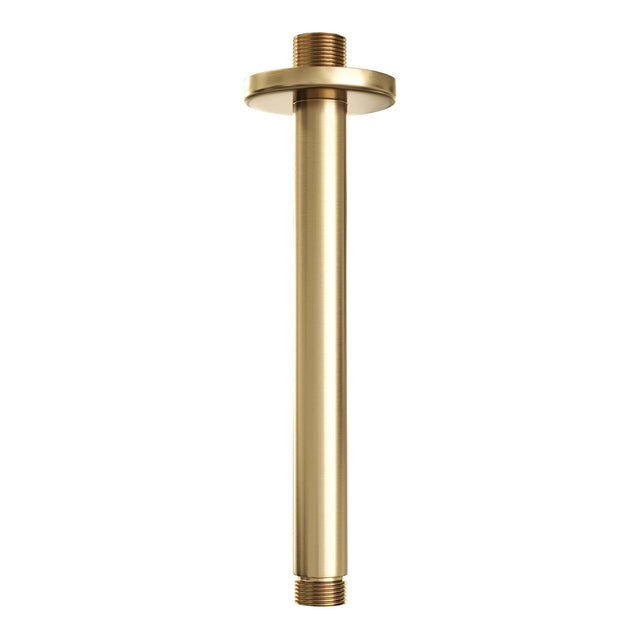 BRAUER Stripe thermostatische inbouw regendouche 3-weg rechthoekig SET 18 met 25 cm douchekop en plafondarm en 3-standen handdouche en doucheslang en wandaansluitbocht goud geborsteld PVD 5-GG-399