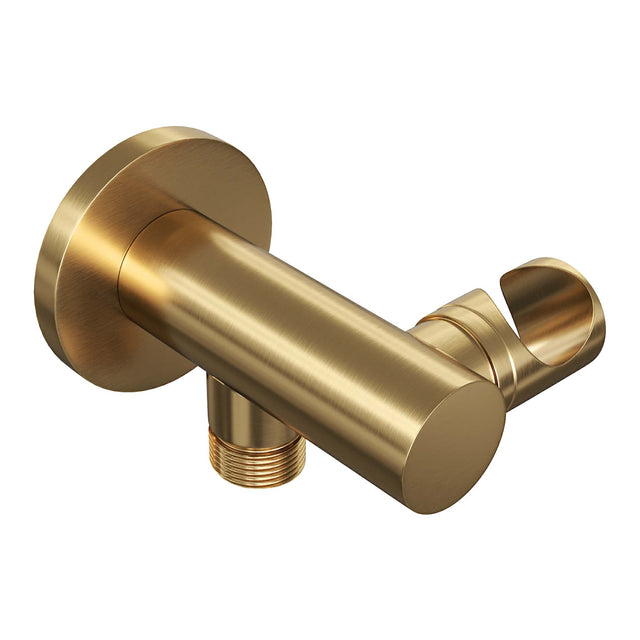 BRAUER Stripe thermostatische inbouw regendouche met drukknoppen SET 28 met 25 cm douchekop en rechte muurarm en 3-standen handdouche en doucheslang en wandaansluitbocht goud geborsteld PVD 5-GG-419