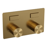 BRAUER Stripe thermostatische inbouw regendouche met drukknoppen SET 31 met 25 cm douchekop en rechte muurarm en staaf handdouche en doucheslang en geïntegreerde glijstang goud geborsteld PVD 5-GG-425