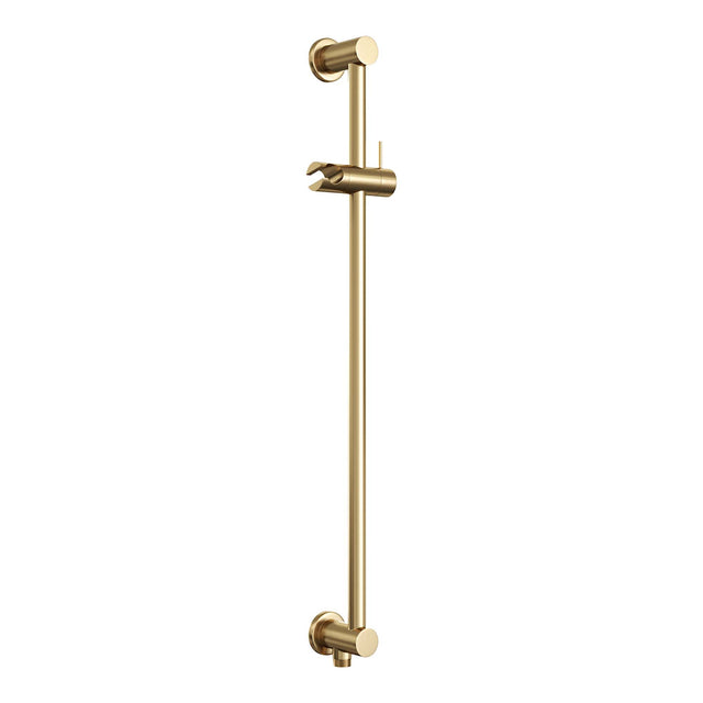 BRAUER Stripe thermostatische inbouw regendouche met drukknoppen SET 31 met 25 cm douchekop en rechte muurarm en staaf handdouche en doucheslang en geïntegreerde glijstang goud geborsteld PVD 5-GG-425