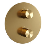 BRAUER Stripe thermostatische inbouw regendouche 3-weg rond SET 48 met 25 cm douchekop en plafondarm en 3-standen handdouche en doucheslang en geïntegreerde glijstang goud geborsteld PVD 5-GG-459
