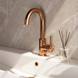 BRAUER Copper Carving hoge opbouw wastafelmengkraan met draaibare ronde uitloop model A koper geborsteld PVD 5-GK-003-R4