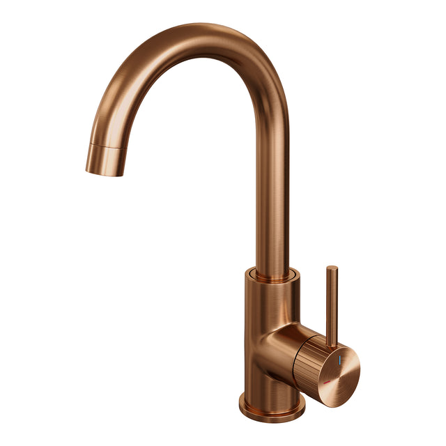 BRAUER Stripe hoge opbouw wastafelmengkraan met draaibare ronde uitloop model A koper geborsteld PVD 5-GK-003-R5