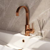BRAUER Stripe hoge opbouw wastafelmengkraan met draaibare platte uitloop model A koper geborsteld PVD 5-GK-003-S5